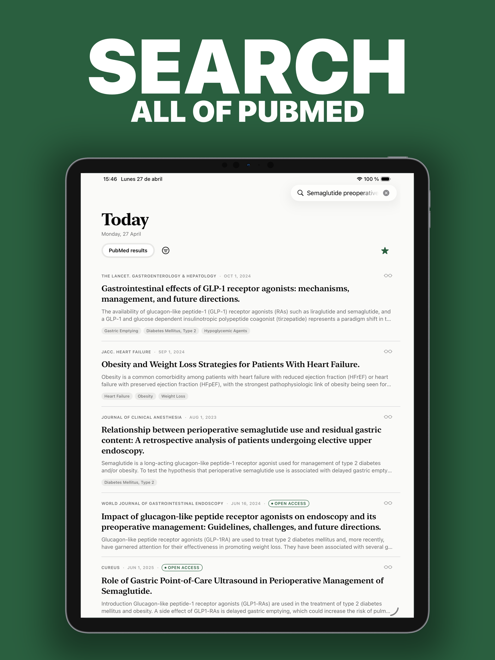 Folio iPad Screenshot — Search PubMed
