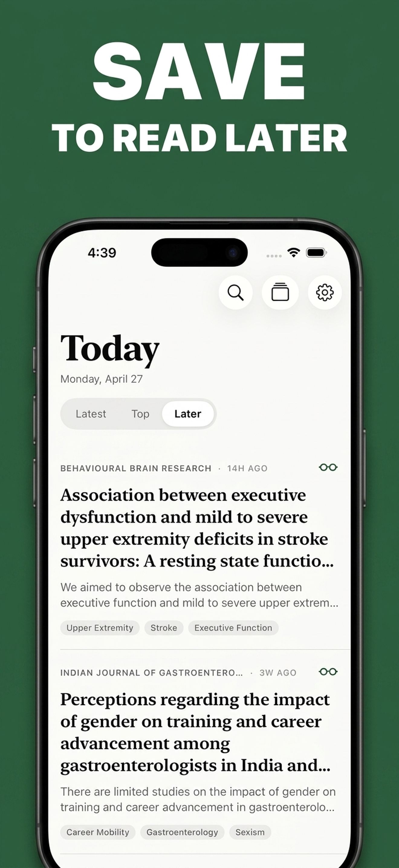 Folio Screenshot — Save for later