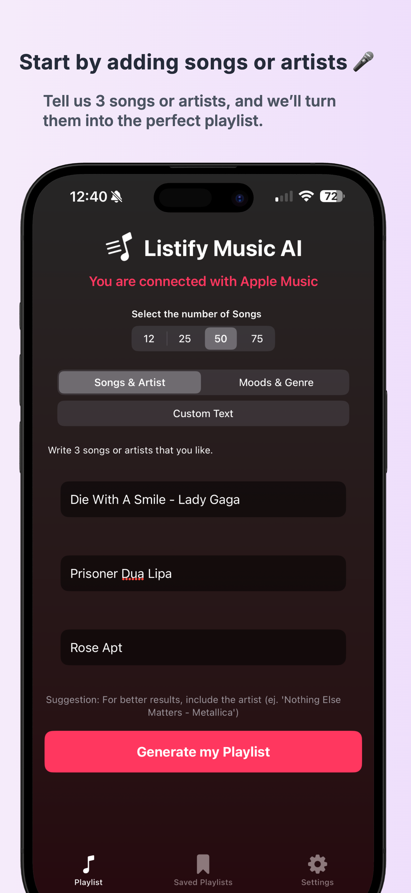 Listify Music AI Screenshot